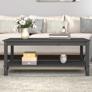 vidaXL Mesa de centro 110x55x45 cm madeira de pinho maci&ccedil;a cinzento