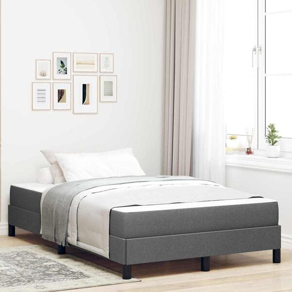 vidaXL Cama Box com colch&atilde;o Cinza Escuro 120 x 190 cm tecido