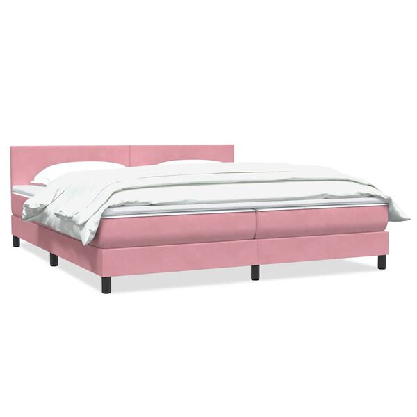 vidaXL Cama com molas/colch&atilde;o 180x210 cm veludo Rosa