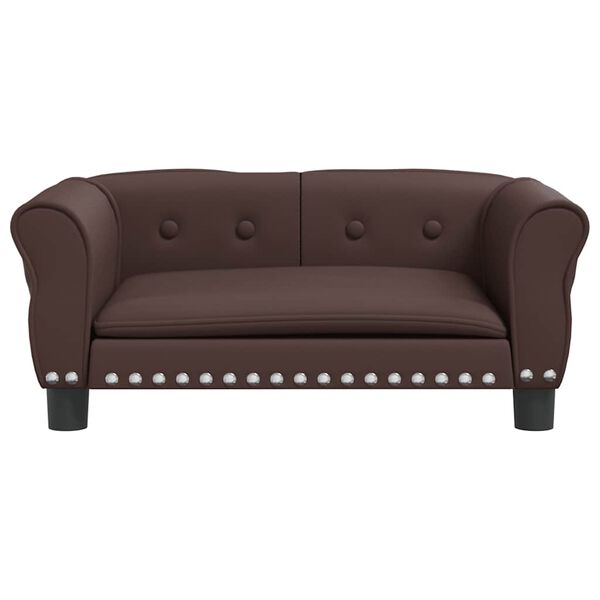 vidaXL Cama para cães 70x45x30 cm couro artificial castanho