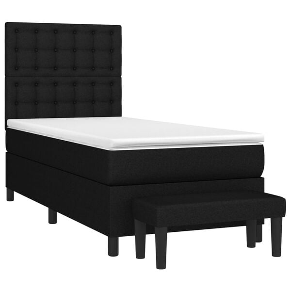 vidaXL Cama com molas/colch&atilde;o 90x190 cm tecido preto