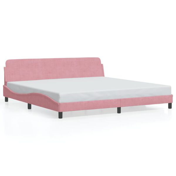 vidaXL Estrutura de cama Dover 200x200 cm veludo rosa
