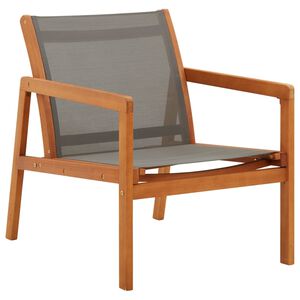 vidaXL Cadeira lounge de jardim eucalipto maci&ccedil;o e textilene cinzento