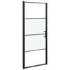 vidaXL Porta de chuveiro meio vidro fosco temperado 91x195 cm preto