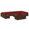 vidaXL 13 pcs conjunto lounge jardim c/ almofad&otilde;es vime PE castanho