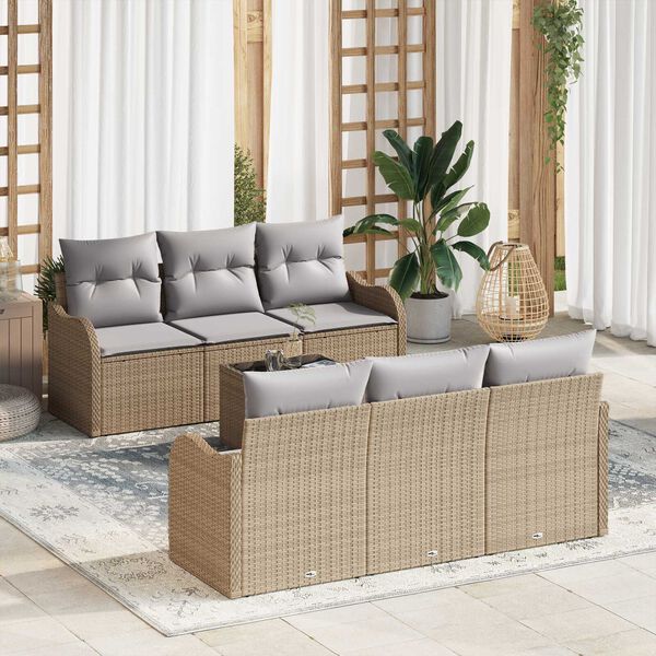 vidaXL Conjunto de Sof&aacute; de Jardim Bege 55 x 55 x 37 cm vime PE