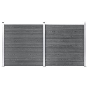vidaXL Painel de veda&ccedil;&atilde;o para jardim 353x186 cm WPC cinzento