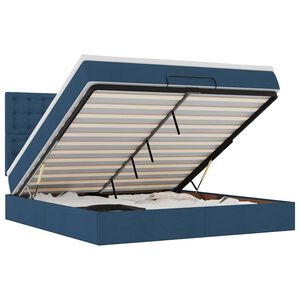 vidaXL Estrutura de cama otomana com colch&atilde;o 160x200 cm tecido azul