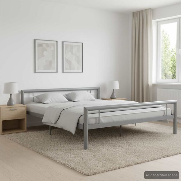 vidaXL Estrutura de cama 180x200 cm metal cinzento e branco