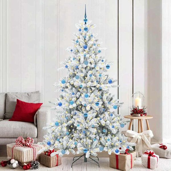 vidaXL &Aacute;rvore de Natal Articulada Artificial Branco 210 cm PVC e A&ccedil;o