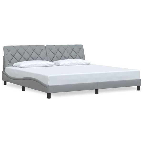 vidaXL Estrutura de cama sem colch&atilde;o 200x200 cm tecido cinzento-claro