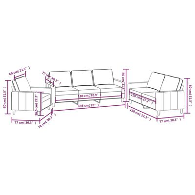 vidaXL 3 pcs conjunto de sofás com almofadões veludo cinzento-escuro