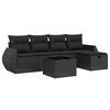 vidaXL 6 pcs conjunto sof&aacute;s de jardim c/ almofad&otilde;es vime PE preto
