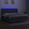 vidaXL Cama box spring c/ colch&atilde;o e LED 200x200 cm tecido cinza-escuro