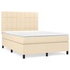 vidaXL Cama com molas/colch&atilde;o 140x200 cm tecido cor creme