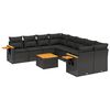 vidaXL 9 pcs conjunto de sof&aacute;s p/ jardim c/ almofad&otilde;es vime PE preto