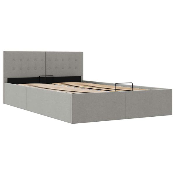 vidaXL Cama hidr&aacute;ulica c/ arruma&ccedil;&atilde;o 140x200cm tecido cinza-escuro