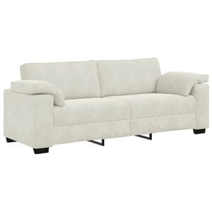 vidaXL Sof&aacute; de 3 lugares 220x77x82 cm veludo cor creme