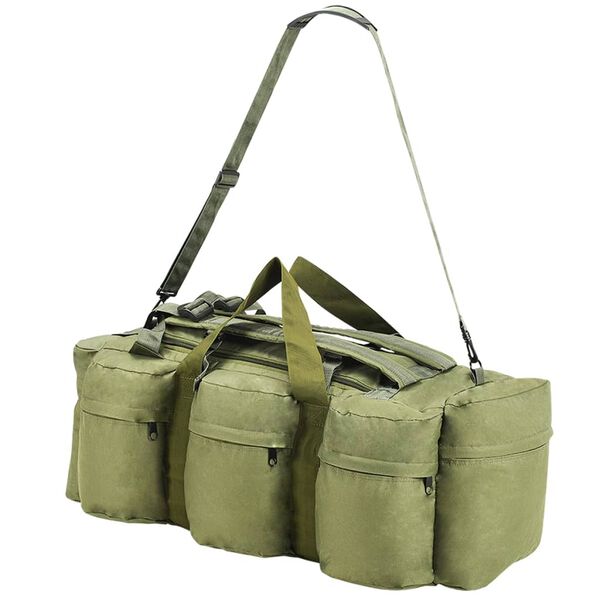 vidaXL Saco de lona estilo militar 3-em-1 45 L verde azeitona