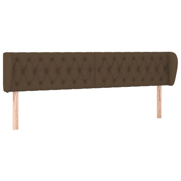 vidaXL Cabeceira de cama c/ abas tecido 183x23x78/88cm castanho-escuro