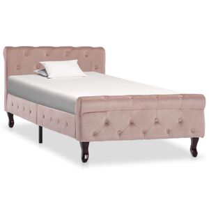 vidaXL Estrutura de cama 90x200 cm veludo cor-de-rosa