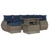 vidaXL Conjunto de sof&aacute; de jardim com 7 pe&ccedil;as e almofadas em rattan sint&eacute;tico cinza