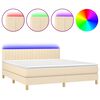 vidaXL Cama box spring c/ colch&atilde;o e LED 160x200 cm tecido cor creme