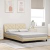 vidaXL Estrutura de cama sem colch&atilde;o 140x190 cm tecido cor creme