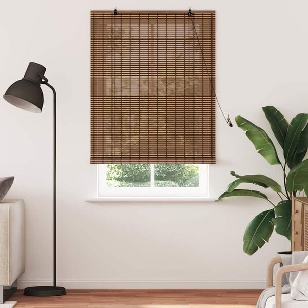 vidaXL Estores de rolo com cortinas Manual Castanho 110 x 220 cm Bambu