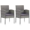 vidaXL Cadeiras jardim c/ almofad&otilde;es cinza escuro 2 pcs vime PE cinza