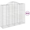 vidaXL Cestos gabi&atilde;o arqueados 14 pcs 200x50x160/180 ferro galvanizado
