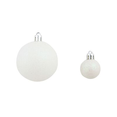 vidaXL Conjunto de bolas de natal 100 pcs 3/4/6 cm branco/cinzento