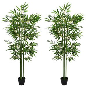 vidaXL &Aacute;rvore de Bambu Artificial 2 pcs Verde 45 x 18 x 175 cm