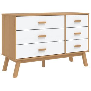 vidaXL C&oacute;moda OLDEN madeira de pinho maci&ccedil;a branco/castanho