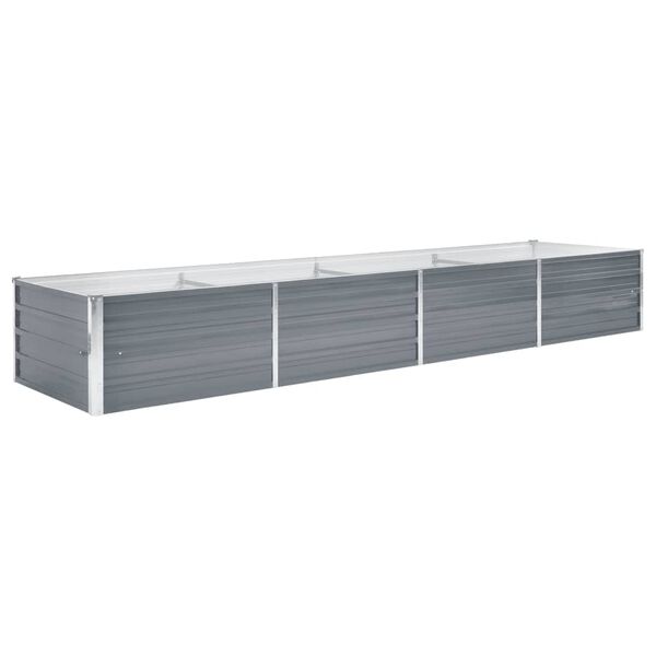 vidaXL Canteiro elevado de jardim a&ccedil;o galvanizado 320x80x45cm cinzento
