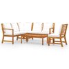 vidaXL 5 pcs conj. lounge jardim c/ almofad&otilde;es cor creme ac&aacute;cia maci&ccedil;a