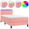 vidaXL Cama box spring c/ colch&atilde;o/LED 80x200 cm veludo rosa
