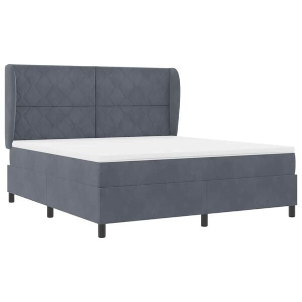 vidaXL Cama Box com colch&atilde;o Cinza Escuro 200 x 180 cm Poli&eacute;ster