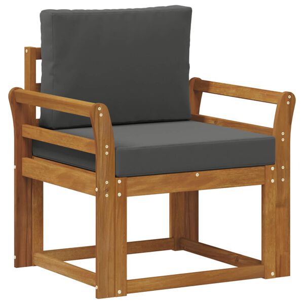 vidaXL Sof&aacute; exterior Madeira de Ac&aacute;cia maci&ccedil;a e Poli&eacute;ster Natural