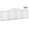vidaXL Cestos gabi&atilde;o arqueados 30pcs 300x30x80/100cm ferro galvanizado
