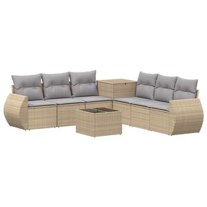 vidaXL Conjunto de Sof&aacute;s 8 unid. Bege e Cinza Claro 55 x 55 x 37 cm