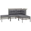 vidaXL 8 pcs conjunto lounge de jardim c/ almofad&otilde;es vime PE cinzento