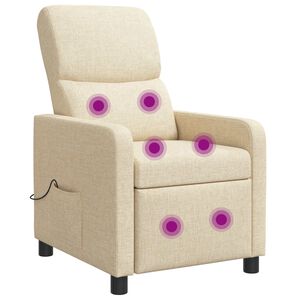 vidaXL Recliner de Massagem Creme Poli&eacute;ster
