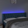 vidaXL Cabeceira cama c/ luzes LED veludo 163x16x78/88 cm azul-escuro