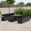 vidaXL Conjunto de Sof&aacute; de Jardim com almofada 11 pcs Preto