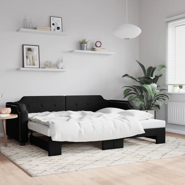 vidaXL Sof&aacute;-cama com gavet&atilde;o 90x190 cm tecido preto