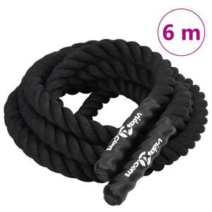 vidaXL Corda de Batalha Preta 6 m 4,5 kg Poli&eacute;ster