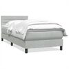 vidaXL Cama com molas/colch&atilde;o cinzento-claro 90x220 cm veludo