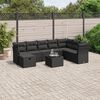 vidaXL 9 pcs conjunto de sof&aacute;s p/ jardim c/ almofad&otilde;es vime PE preto