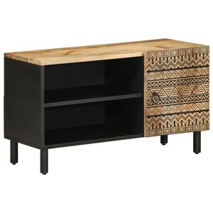 vidaXL M&oacute;vel de TV 80x33,5x46 cm madeira mangueira &aacute;spera maci&ccedil;a preto